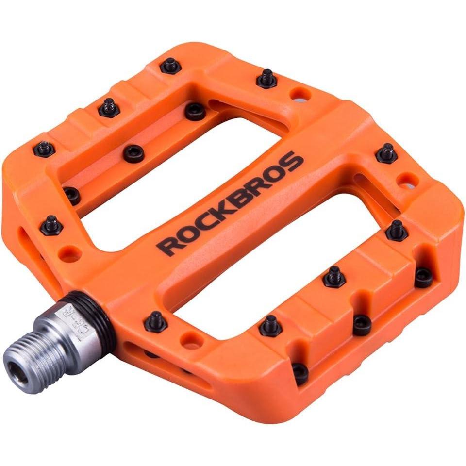 imageROCKBROS MTB Pedals Mountain Bike Pedals Lightweight Nylon Fiber Bicycle Platform Pedals for BMX MTB 916Orange