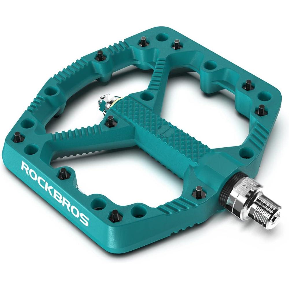 imageROCKBROS Mountain Bike Pedals Flat MTB Pedals Nylon Fiber Bicycle Platform Pedals for Road Mountain BMX MTB Bikesblue