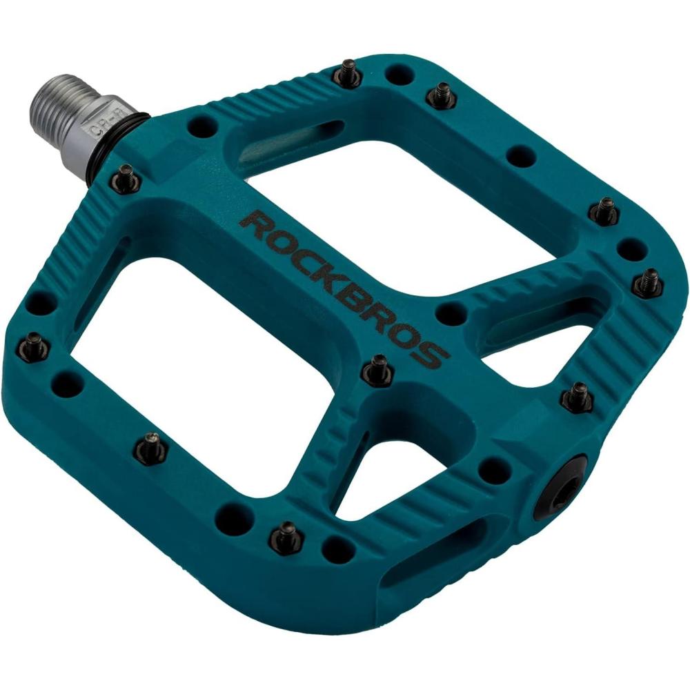 imageROCKBROS Mountain Bike Pedals Nylon Composite Bearing 916 MTB Bicycle Pedals with Wide Flat PlatformBlue