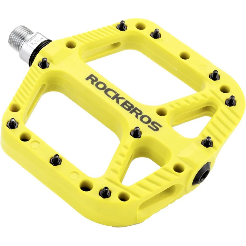 imageROCKBROS Mountain Bike Pedals Nylon Composite Bearing 916 MTB Bicycle Pedals with Wide Flat PlatformGreen
