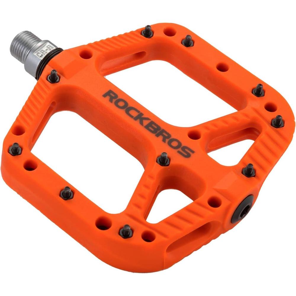 imageROCKBROS Mountain Bike Pedals Nylon Composite Bearing 916 MTB Bicycle Pedals with Wide Flat PlatformOrange