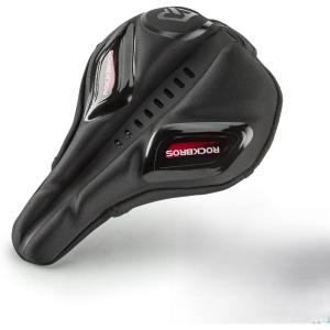 ROCKBROS Bike Seat Cover Gel Padded Bike Seat Cushion for Men Women Comfort, Adjustable Bicycle Seat Cushion Compatible with Peloton, Outdoor & Indoor Bicycle Seat(10″”x7″”), red