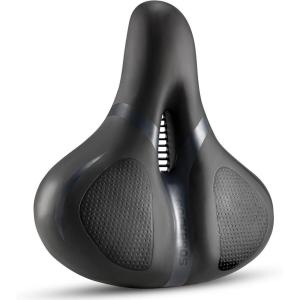 ROCKBROS Bike Seat Cushion for Men Women with Dual Shock Absorbing Ball Memory Foam – Ergonomic Bike Saddle, Handle for Easy Transport Soft Wide Waterproof Exercise Bicycle Seat for Peloton, Road Bike(Black 2)