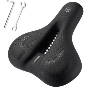 ROCKBROS Bike Seat for Men Women Comfort Wide Gel Bike Seat Replacement,Breathable Waterproof Padded Bicycle Saddle, Compatible with Cruiser/Mountain/Fat Bikes(Black(Gel))