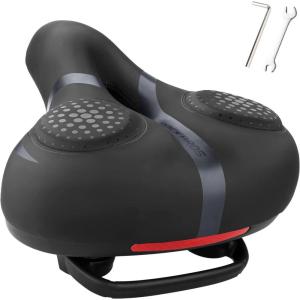 ROCKBROS Bike Seat for Men Women Comfort Wide Gel Bike Seat Replacement,Breathable Waterproof Padded Bicycle Saddle, Compatible with Cruiser/Mountain/Fat Bikes(Black)