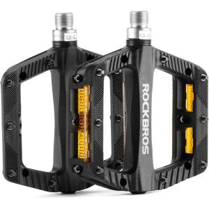 ROCKBROS Mountain Bike Pedals Bicycle Nylon Pedals 9/16 Inch Sealed Bearing Lightweight Platform for Road Mountain BMX MTB Bike(black)