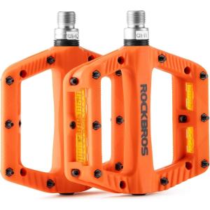 ROCKBROS Mountain Bike Pedals Bicycle Nylon Pedals 9/16 Inch Sealed Bearing Lightweight Platform for Road Mountain BMX MTB Bike(orange)