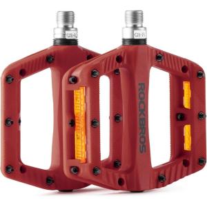 ROCKBROS Mountain Bike Pedals Bicycle Nylon Pedals 9/16 Inch Sealed Bearing Lightweight Platform for Road Mountain BMX MTB Bike(red)