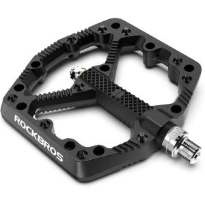 ROCKBROS Mountain Bike Pedals Flat MTB Pedals Nylon Fiber Bicycle Platform Pedals for Road Mountain BMX MTB Bikes(black)