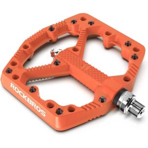 ROCKBROS Mountain Bike Pedals Flat MTB Pedals Nylon Fiber Bicycle Platform Pedals for Road Mountain BMX MTB Bikes(orange)