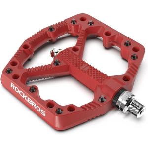 ROCKBROS Mountain Bike Pedals Flat MTB Pedals Nylon Fiber Bicycle Platform Pedals for Road Mountain BMX MTB Bikes(red)