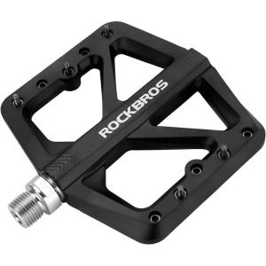 ROCKBROS Mountain Bike Pedals MTB Pedals Lightweight Nylon Composite Bicycle Flat Pedals 9/16″ DU Bearing Bike Platform Pedals for BMX MTB Mountain Road Bike(Black)