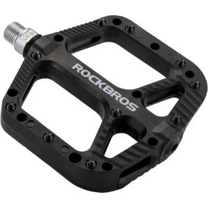 ROCKBROS Mountain Bike Pedals Nylon Composite Bearing 9/16″ MTB Bicycle Pedals with Wide Flat Platform(Black)