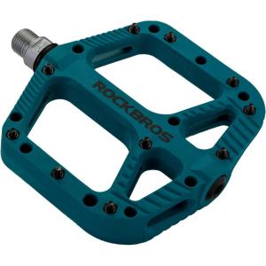 ROCKBROS Mountain Bike Pedals Nylon Composite Bearing 9/16″ MTB Bicycle Pedals with Wide Flat Platform(Blue)