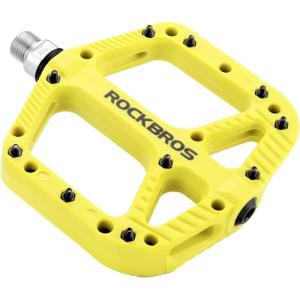 ROCKBROS Mountain Bike Pedals Nylon Composite Bearing 9/16″ MTB Bicycle Pedals with Wide Flat Platform(Green)