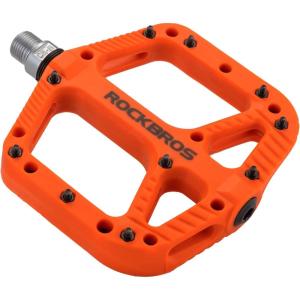 ROCKBROS Mountain Bike Pedals Nylon Composite Bearing 9/16″ MTB Bicycle Pedals with Wide Flat Platform(Orange)