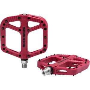 ROCKBROS Mountain Bike Pedals Nylon Composite Bearing 9/16″ MTB Bicycle Pedals with Wide Flat Platform(Red)