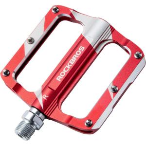 Rock BROS Mountain Bike Pedals Flat Bicycle MTB Pedals 9/16 Lightweight Road Bike Pedals Carbon Fiber Sealed Bearing Alloy Flat Pedals 1 Pair(Red)