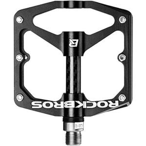 Rock BROS Mountain Bike Pedals Flat Bicycle Pedals 9/16 Lightweight Road Bike Pedals Carbon Fiber Sealed Bearing Flat Pedals for MTB(Black)