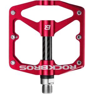 Rock BROS Mountain Bike Pedals Flat Bicycle Pedals 9/16 Lightweight Road Bike Pedals Carbon Fiber Sealed Bearing Flat Pedals for MTB(Red)