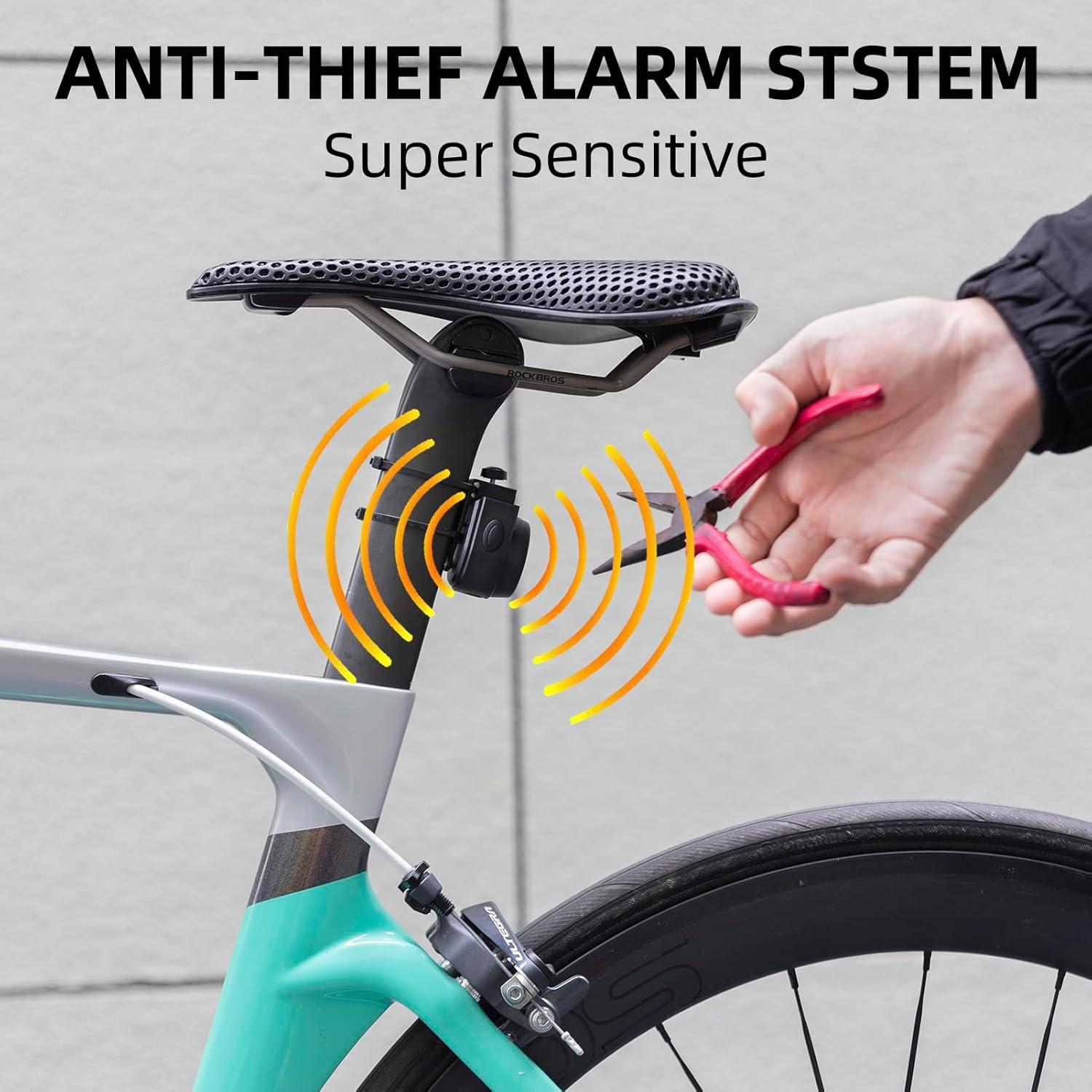 imageROCKBROS 115dB Bike Alarm Vibration Motion Sensor Waterproof Motorcycle AlarmBlack1pcs