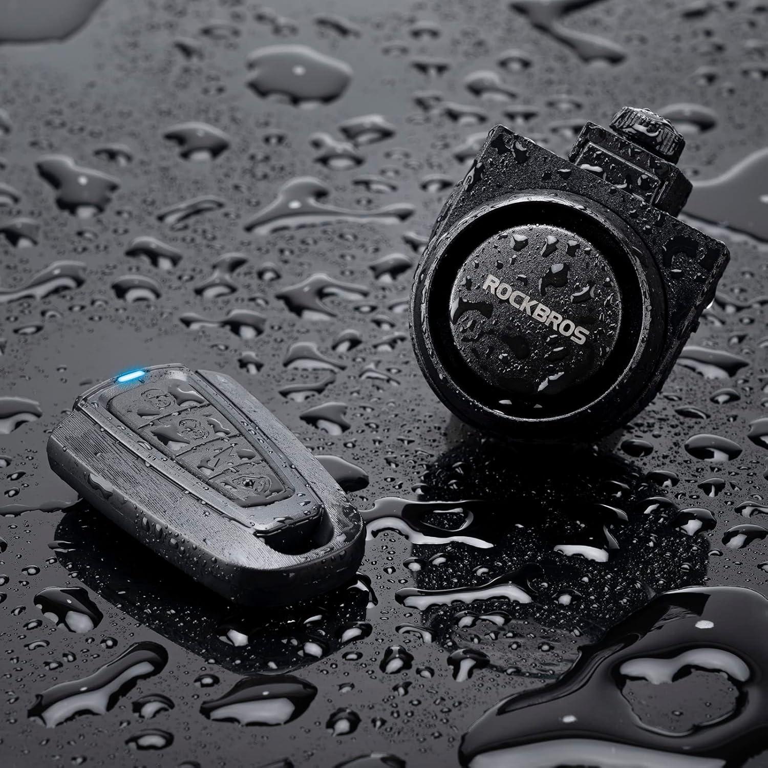 imageROCKBROS 115dB Bike Alarm Vibration Motion Sensor Waterproof Motorcycle AlarmBlack1pcs