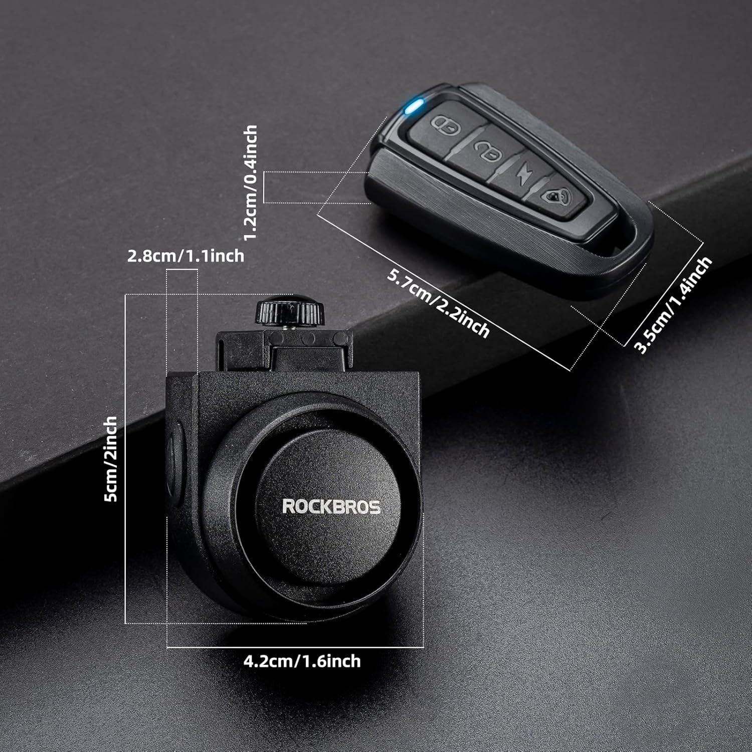 imageROCKBROS 115dB Bike Alarm Vibration Motion Sensor Waterproof Motorcycle AlarmBlack2pcs