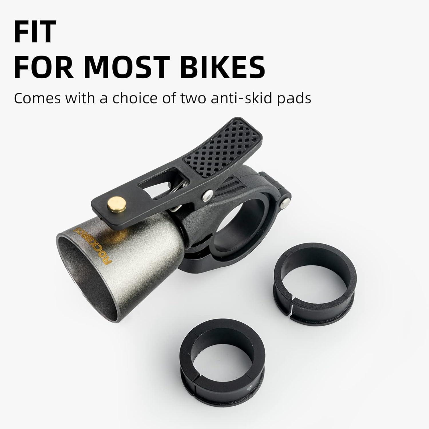 imageROCKBROS Bike Bell Classic Bicycle Bell Mountain Bike Bells for Adults with Loud Sound and Fit for 087125in222318mm Bicycle HandlebarsTitanium