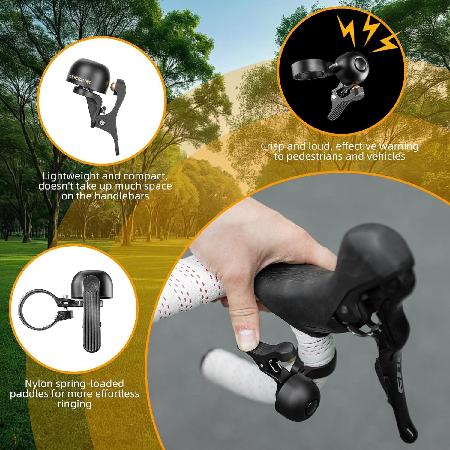 imageROCKBROS Bike Bell Classic Bicycle Bell Road Bike Bells for Adults with Loud Sound and Fit for 106118in2730mm Bicycle HandlebarsLeft