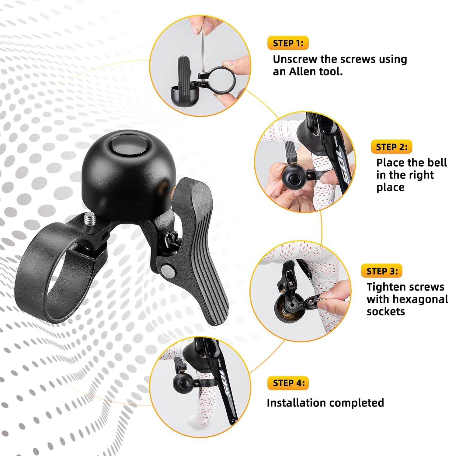 imageROCKBROS Bike Bell Classic Bicycle Bell Road Bike Bells for Adults with Loud Sound and Fit for 106118in2730mm Bicycle HandlebarsLeft