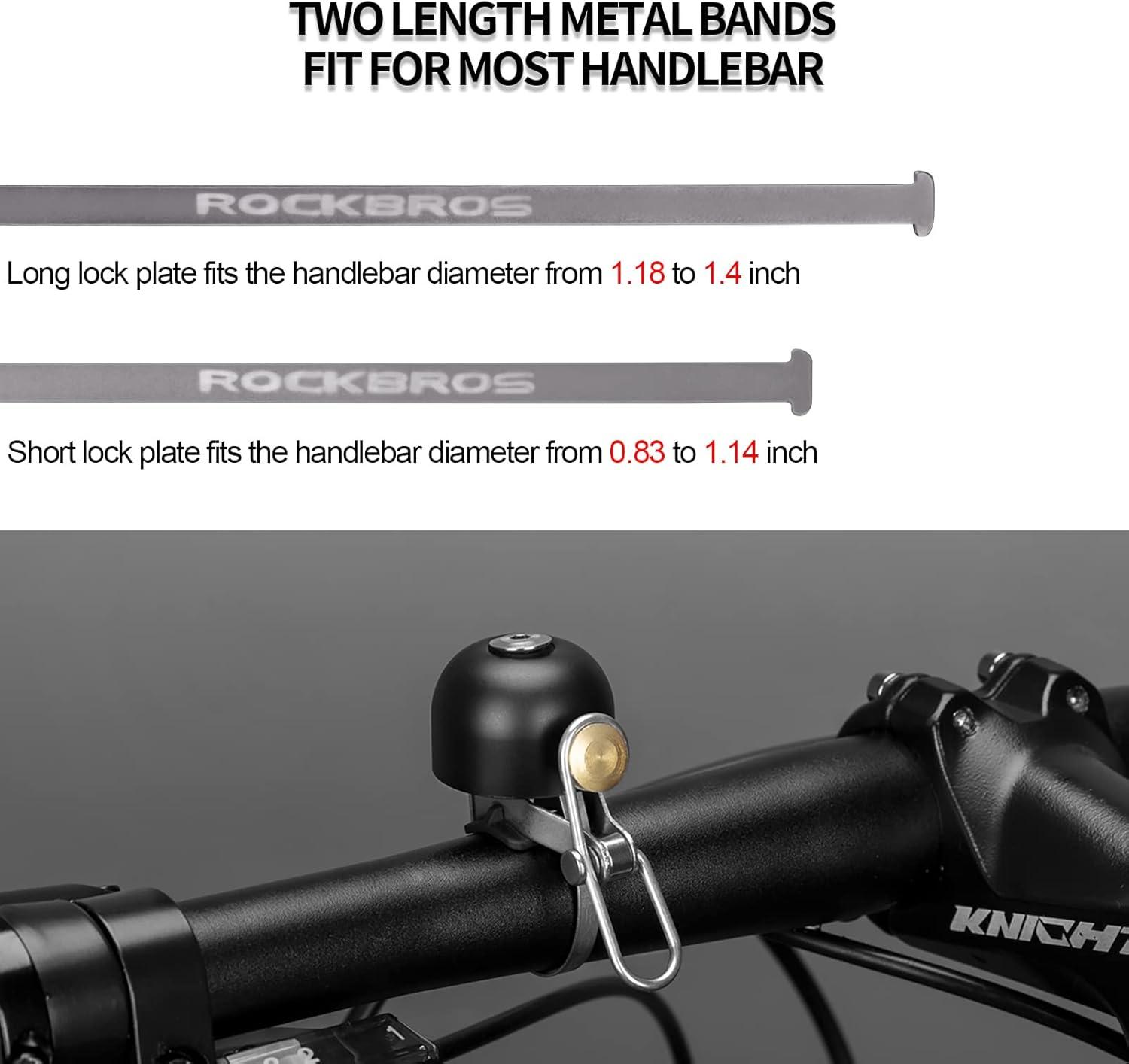 imageROCKBROS Bike Bell Classic Bicycle Bell for Bike Ring Bell with Loud Sound Bells for Road Mountain Bike Handlebars AdultsBlack