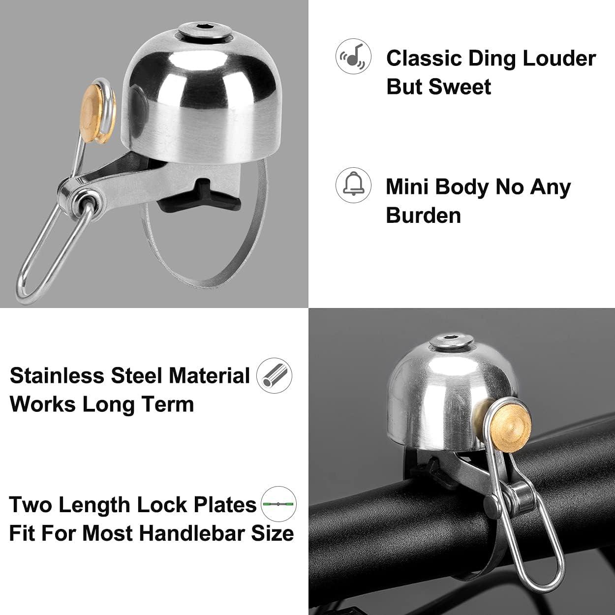 imageROCKBROS Bike Bell Classic Bicycle Bell for Bike Ring Bell with Loud Sound Bells for Road Mountain Bike Handlebars AdultsBright Silver