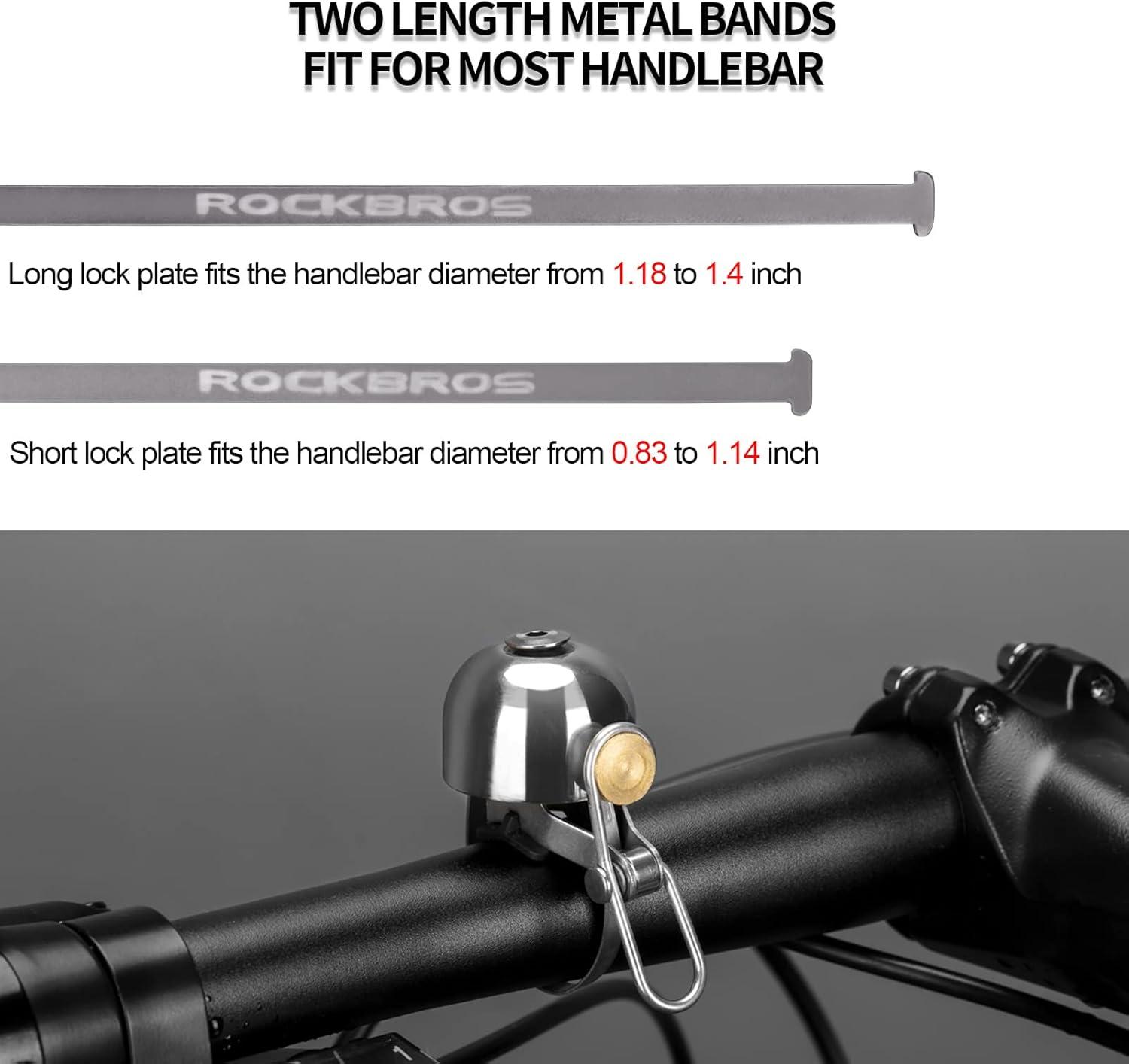 imageROCKBROS Bike Bell Classic Bicycle Bell for Bike Ring Bell with Loud Sound Bells for Road Mountain Bike Handlebars AdultsBright Silver