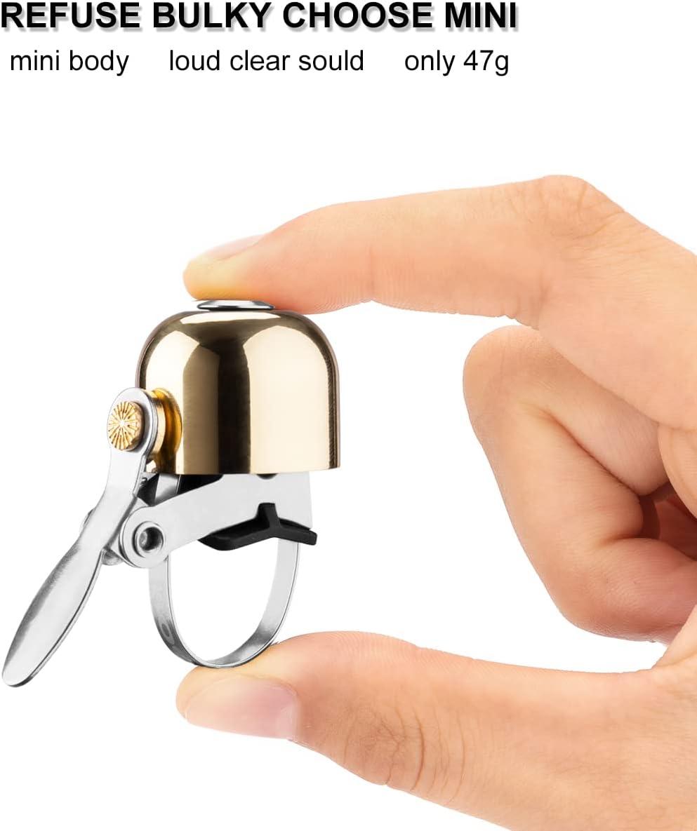 imageROCKBROS Bike Bell Classic Bicycle Bell for Bike Ring Bell with Loud Sound Bells for Road Mountain Bike Handlebars AdultsGolden 1
