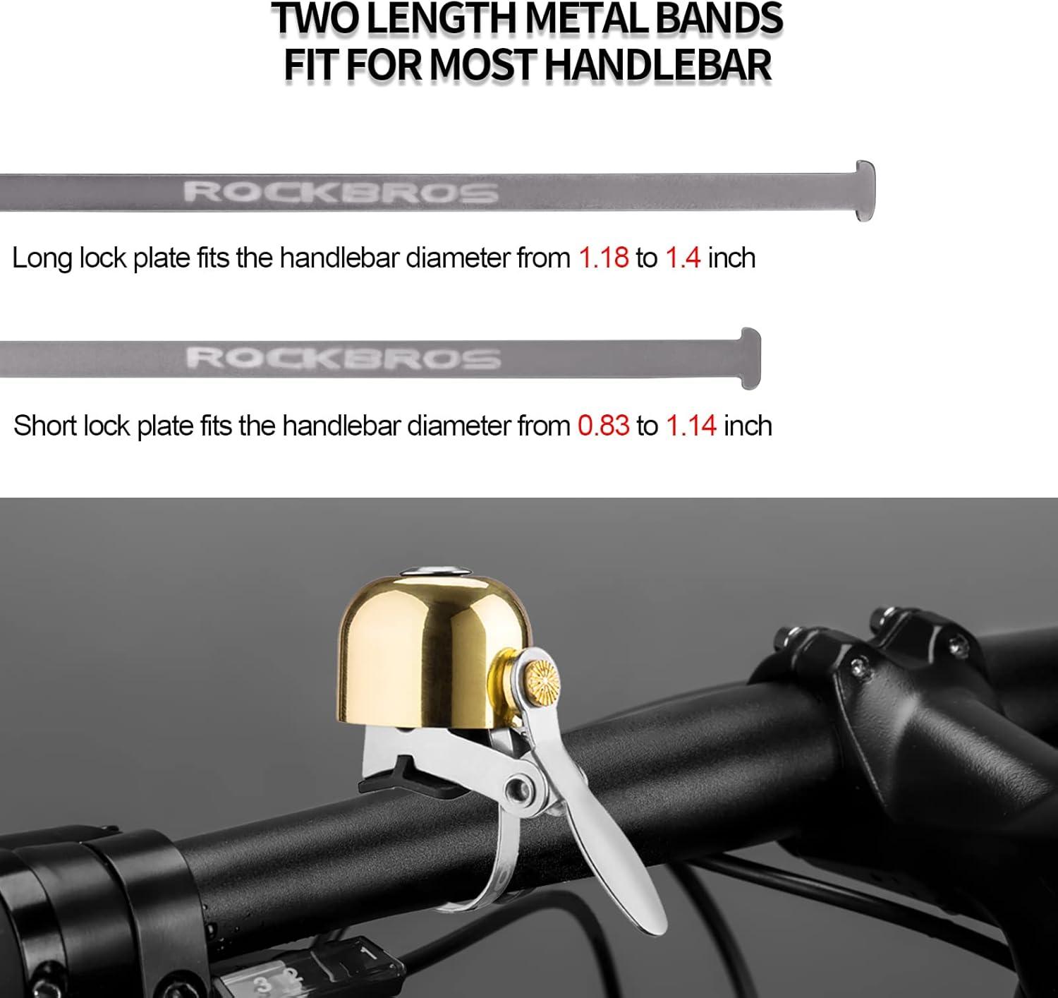 imageROCKBROS Bike Bell Classic Bicycle Bell for Bike Ring Bell with Loud Sound Bells for Road Mountain Bike Handlebars AdultsGolden