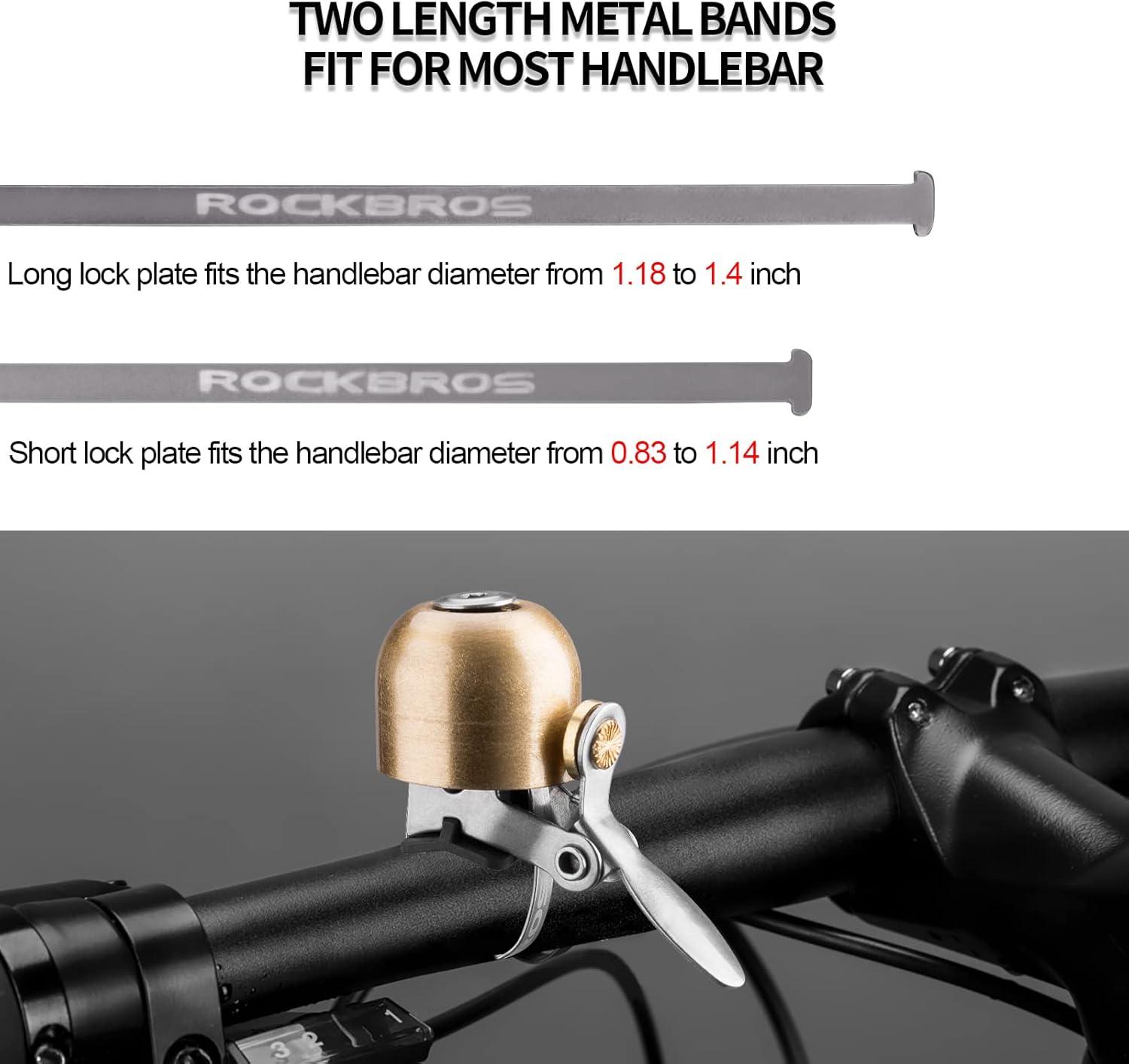 imageROCKBROS Bike Bell Classic Bicycle Bell for Bike Ring Bell with Loud Sound Bells for Road Mountain Bike Handlebars AdultsGolden Brass