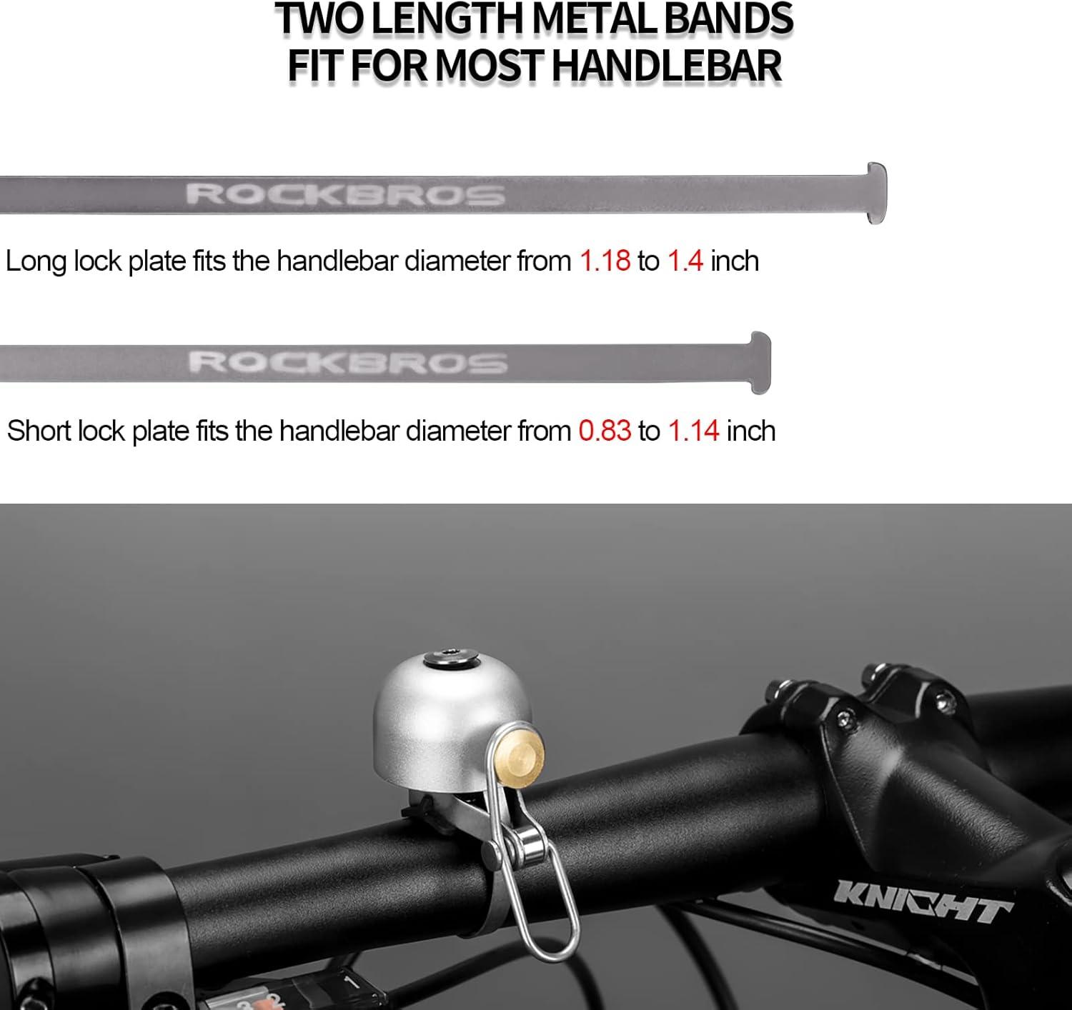 imageROCKBROS Bike Bell Classic Bicycle Bell for Bike Ring Bell with Loud Sound Bells for Road Mountain Bike Handlebars AdultsSilver