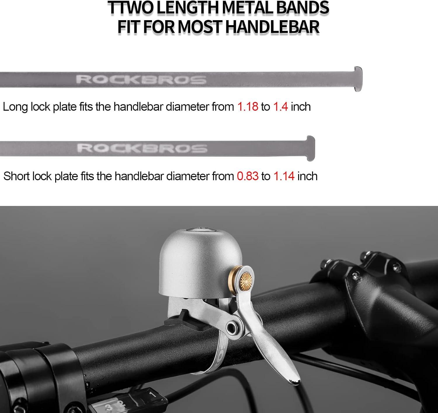imageROCKBROS Bike Bell Classic Bicycle Bell for Bike Ring Bell with Loud Sound Bells for Road Mountain Bike Handlebars AdultsSilver White