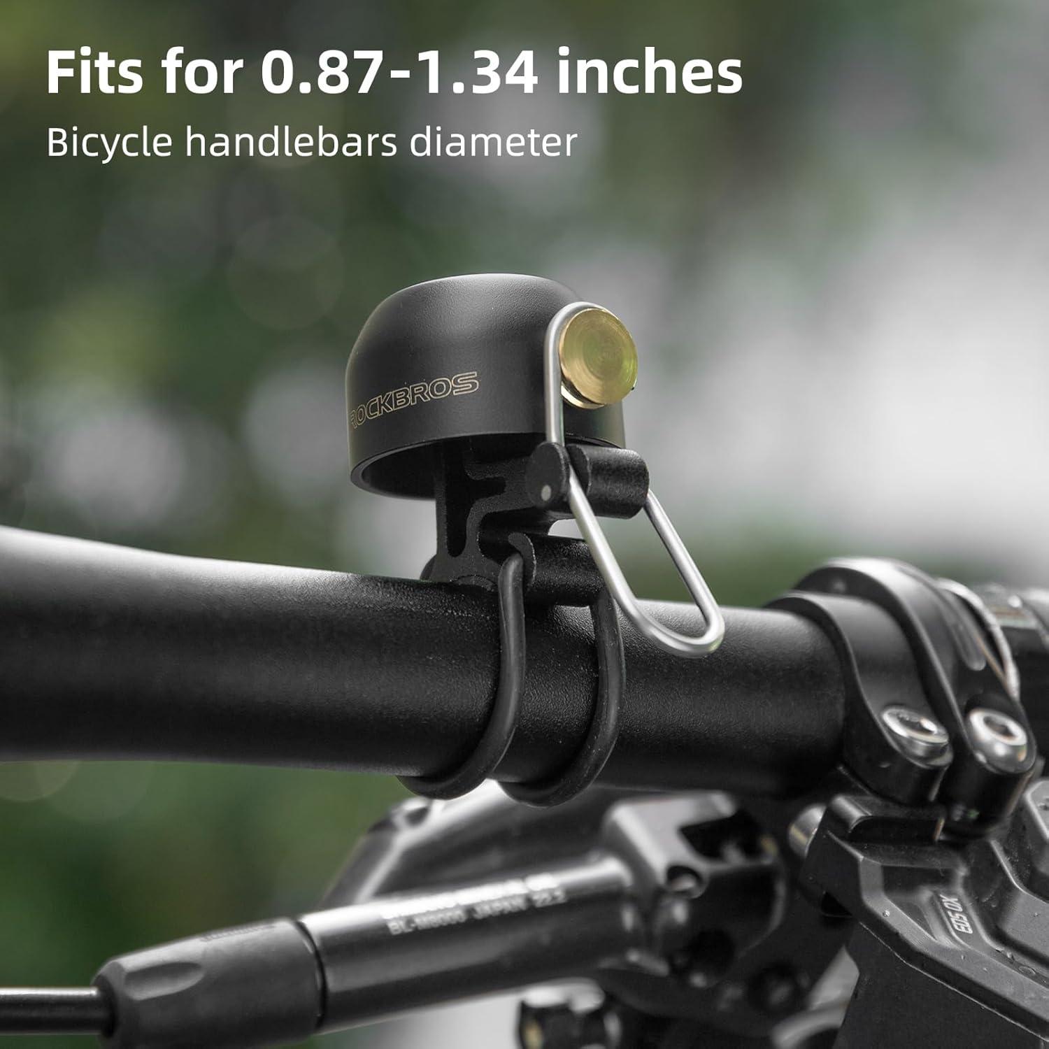 imageROCKBROS Bike Bell Classic Bicycle BellLoud Sound 100dB Bike Bells for Adults Kids Fit for 087134in Bicycle HandlebarsRoad Mountain Bike AccessoriesBlack