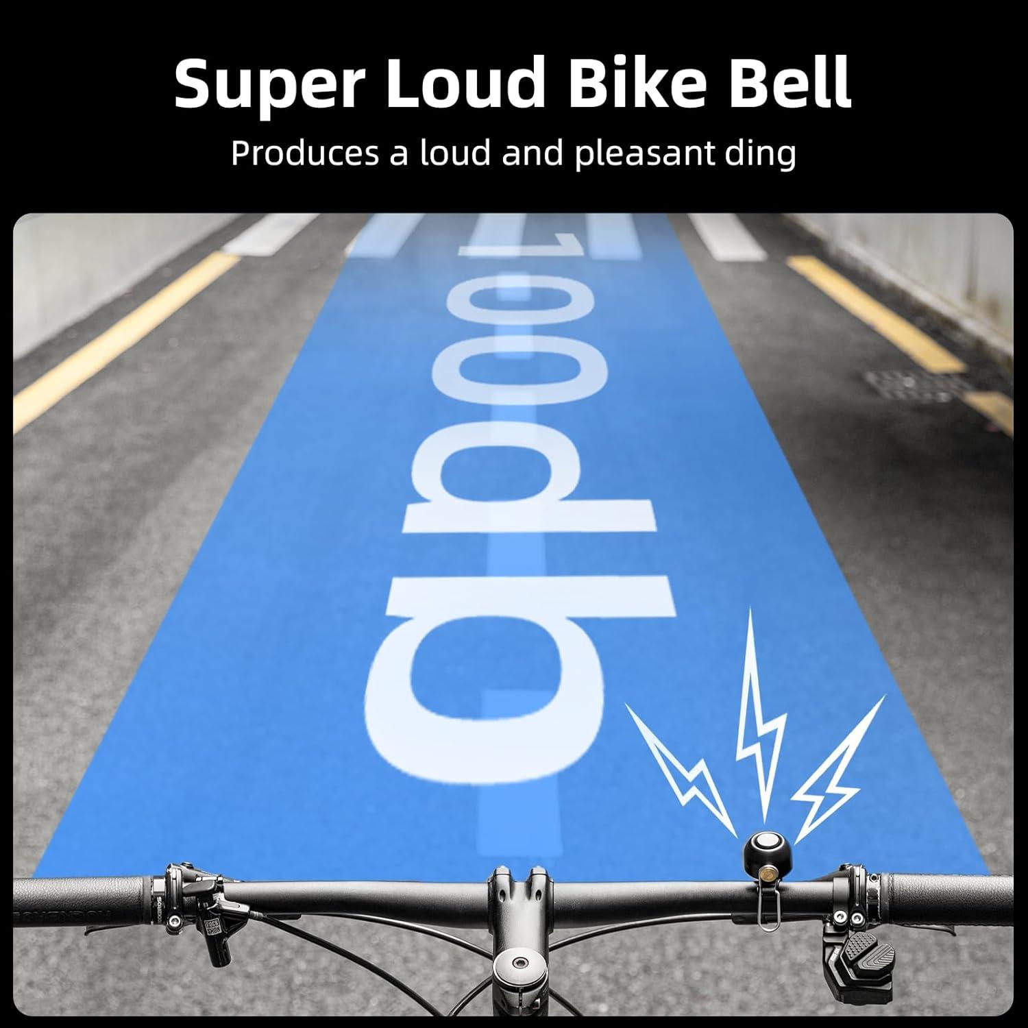 imageROCKBROS Bike Bell Classic Bicycle BellLoud Sound 100dB Bike Bells for Adults Kids Fit for 087134in Bicycle HandlebarsRoad Mountain Bike AccessoriesBlack