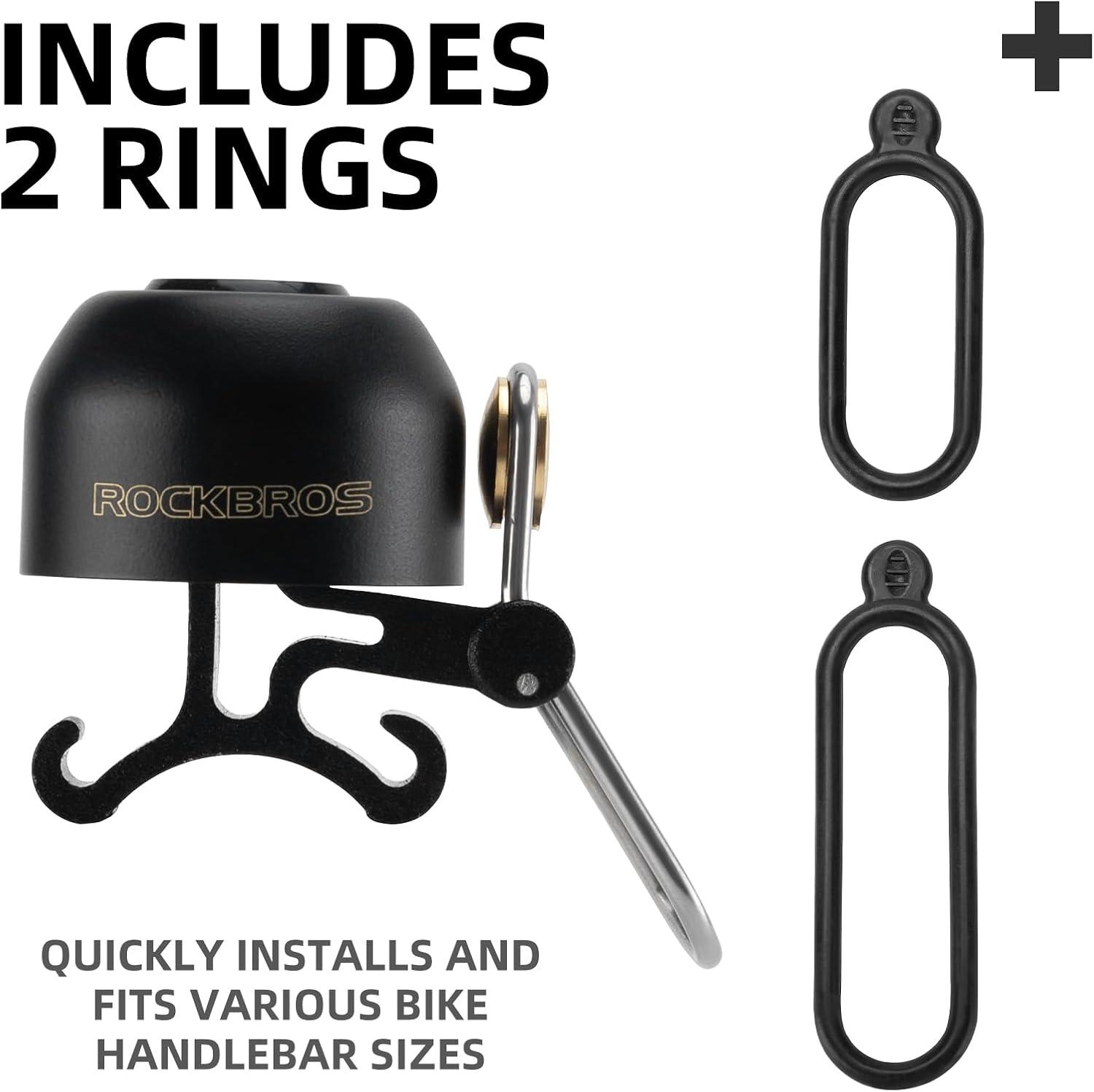 imageROCKBROS Bike Bell Classic Bicycle BellLoud Sound 100dB Bike Bells for Adults Kids Fit for 087134in Bicycle HandlebarsRoad Mountain Bike AccessoriesBlack