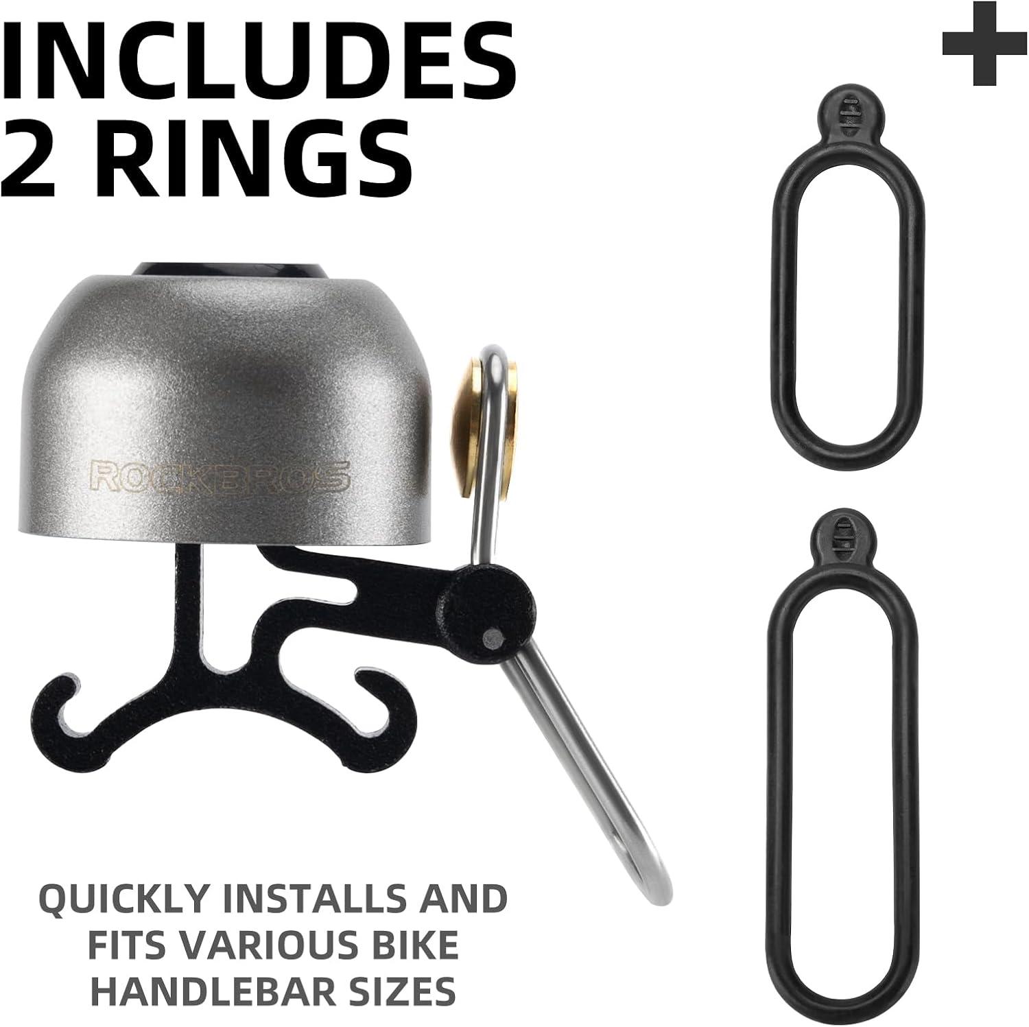 imageROCKBROS Bike Bell Classic Bicycle BellLoud Sound 100dB Bike Bells for Adults Kids Fit for 087134in Bicycle HandlebarsRoad Mountain Bike AccessoriesTitanium