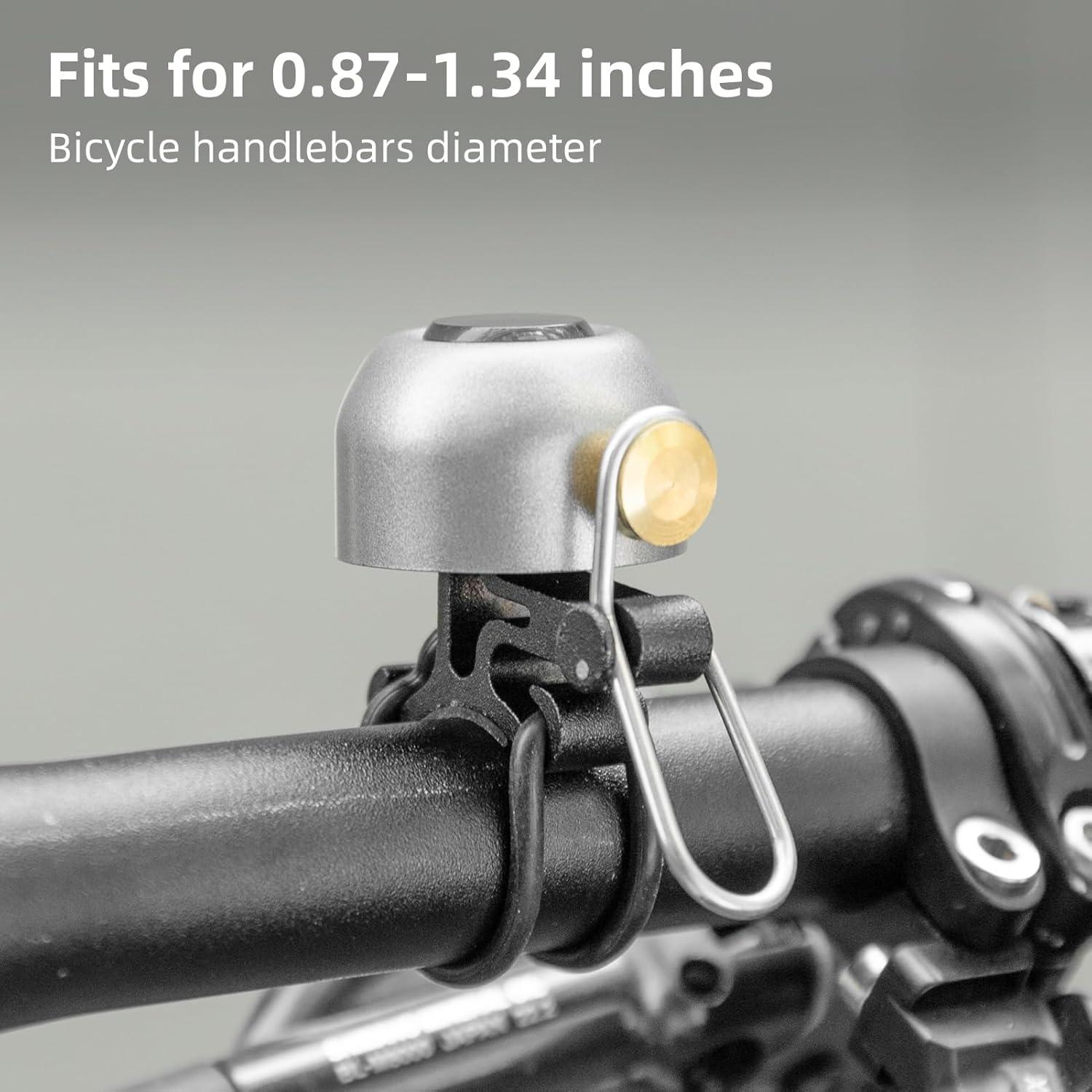 imageROCKBROS Bike Bell Classic Bicycle BellLoud Sound 100dB Bike Bells for Adults Kids Fit for 087134in Bicycle HandlebarsRoad Mountain Bike AccessoriesTitanium