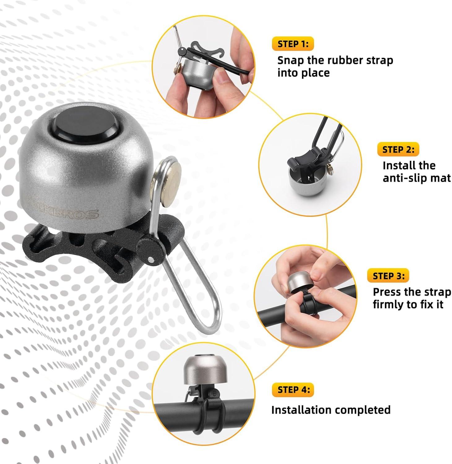 imageROCKBROS Bike Bell Classic Bicycle BellLoud Sound 100dB Bike Bells for Adults Kids Fit for 087134in Bicycle HandlebarsRoad Mountain Bike AccessoriesTitanium
