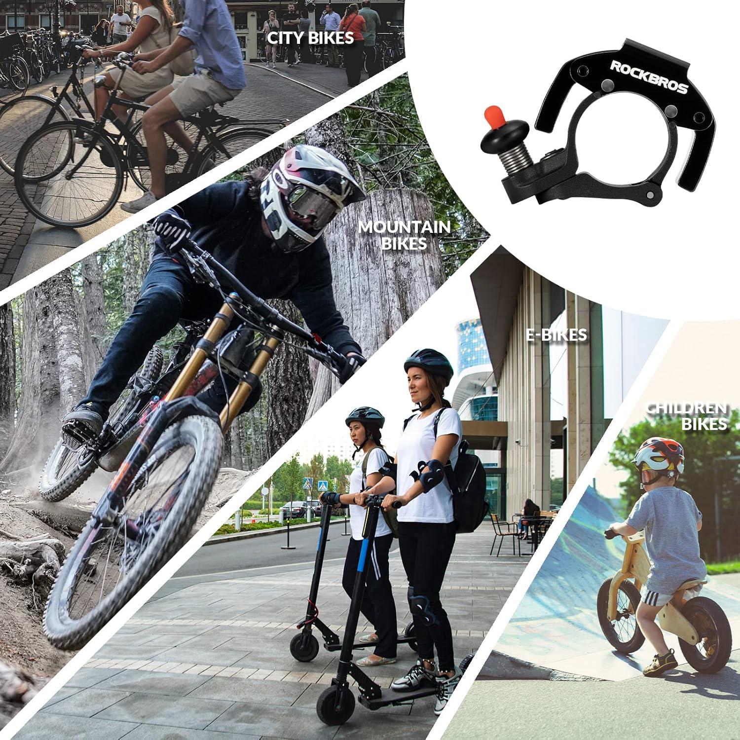 imageROCKBROS Bike Bells Hidden MTB Bells Bicycle Bells for 222mm Handlebars More Than 100dB Clear amp Long Sound Ringer Mountain Bike Scooter Youth BikeBlack