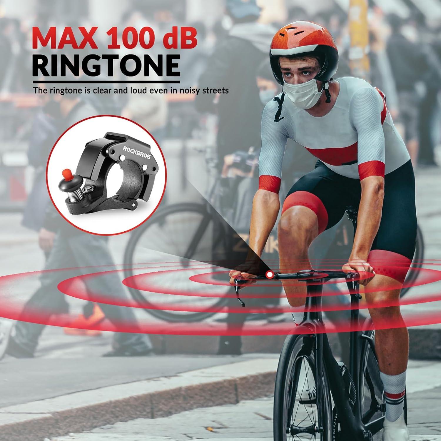 imageROCKBROS Bike Bells Hidden MTB Bells Bicycle Bells for 222mm Handlebars More Than 100dB Clear amp Long Sound Ringer Mountain Bike Scooter Youth BikeBlack