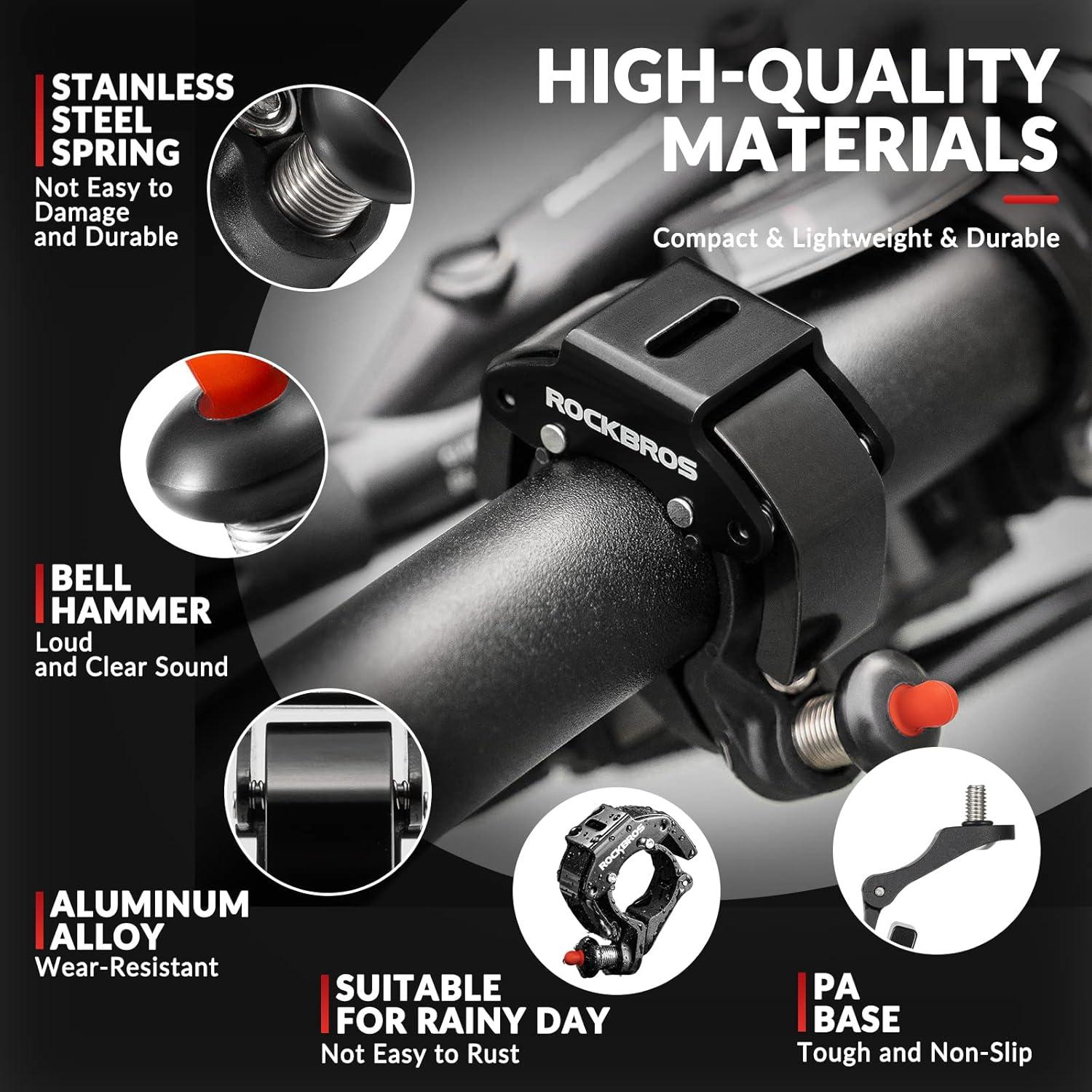 imageROCKBROS Bike Bells Hidden MTB Bells Bicycle Bells for 222mm Handlebars More Than 100dB Clear amp Long Sound Ringer Mountain Bike Scooter Youth BikeBlack