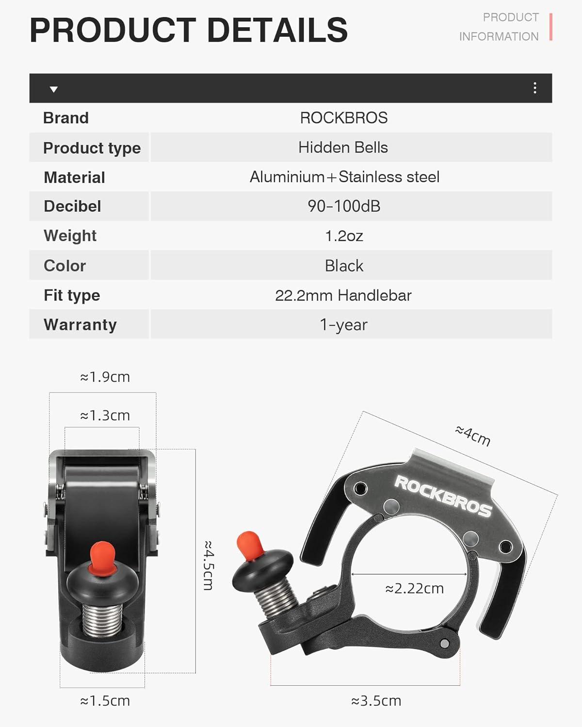 imageROCKBROS Bike Bells Hidden MTB Bells Bicycle Bells for 222mm Handlebars More Than 100dB Clear amp Long Sound Ringer Mountain Bike Scooter Youth BikeGray1