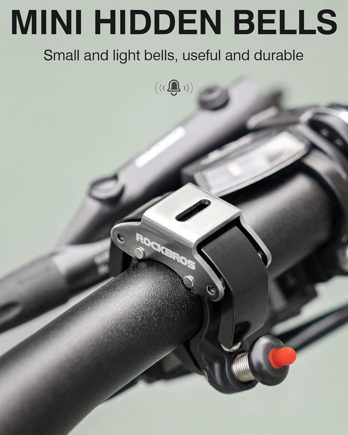 imageROCKBROS Bike Bells Hidden MTB Bells Bicycle Bells for 222mm Handlebars More Than 100dB Clear amp Long Sound Ringer Mountain Bike Scooter Youth BikeGray1