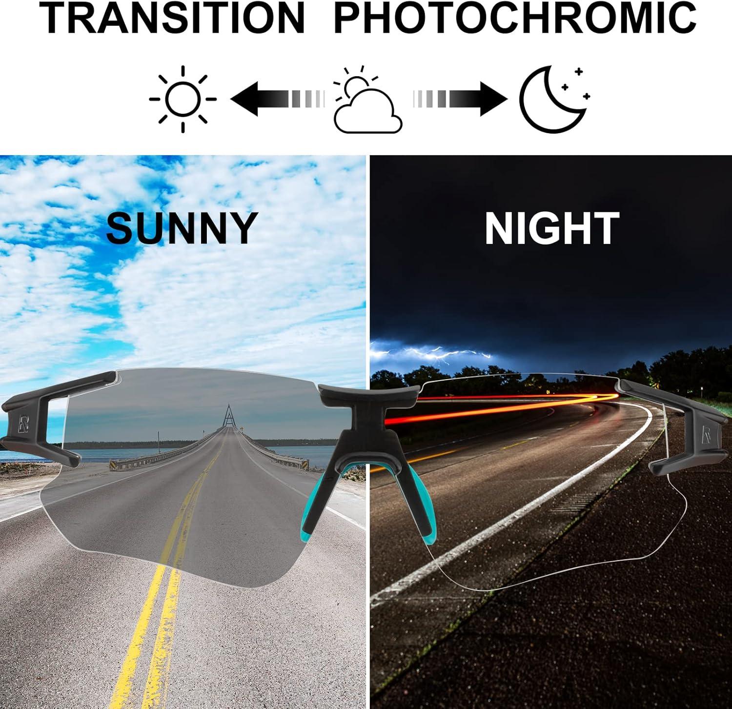 imageROCKBROS Cycling Sunglasses Photochromic Bike Glasses for Men Women Sports Goggles UV ProtectionBlack Green